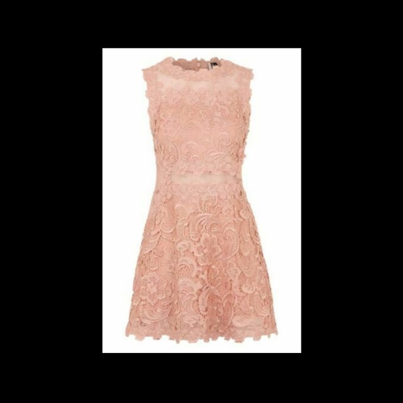 NEW $190 Topshop Scallop Lace Dress in Rose Pink - Picture 2 of 12